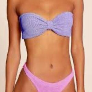 Hunza G Purple and Pink Bandeau Bikini Set